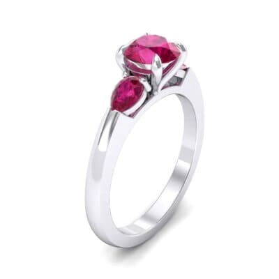 Claw Prong Pear Three-Stone Ruby Engagement Ring (1.16 CTW) Perspective View