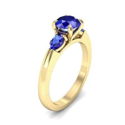 Claw Prong Pear Three-Stone Blue Sapphire Engagement Ring (1.16 CTW) Perspective View