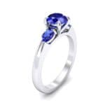 Claw Prong Pear Three-Stone Blue Sapphire Engagement Ring (1.16 CTW) Perspective View