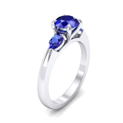 Claw Prong Pear Three-Stone Blue Sapphire Engagement Ring (1.16 CTW) Perspective View