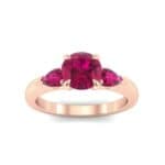 Claw Prong Pear Three-Stone Ruby Engagement Ring (1.16 CTW) Top Dynamic View
