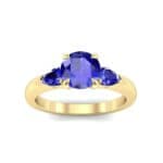 Claw Prong Pear Three-Stone Blue Sapphire Engagement Ring (1.16 CTW) Top Dynamic View