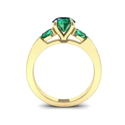 Claw Prong Pear Three-Stone Emerald Engagement Ring (1.16 CTW) Side View