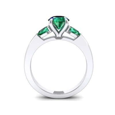 Claw Prong Pear Three-Stone Emerald Engagement Ring (1.16 CTW) Side View