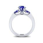 Claw Prong Pear Three-Stone Blue Sapphire Engagement Ring (1.16 CTW) Side View