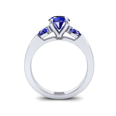 Claw Prong Pear Three-Stone Blue Sapphire Engagement Ring (1.16 CTW) Side View