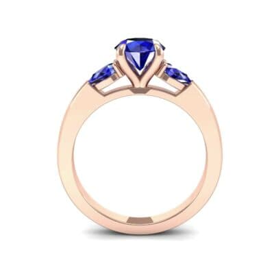 Claw Prong Pear Three-Stone Blue Sapphire Engagement Ring (1.16 CTW) Side View