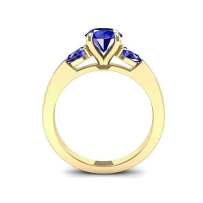 Claw Prong Pear Three-Stone Blue Sapphire Engagement Ring (1.16 CTW) Side View