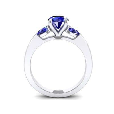 Claw Prong Pear Three-Stone Blue Sapphire Engagement Ring (1.16 CTW) Side View