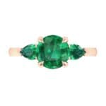 Claw Prong Pear Three-Stone Emerald Engagement Ring (1.16 CTW) Top Flat View