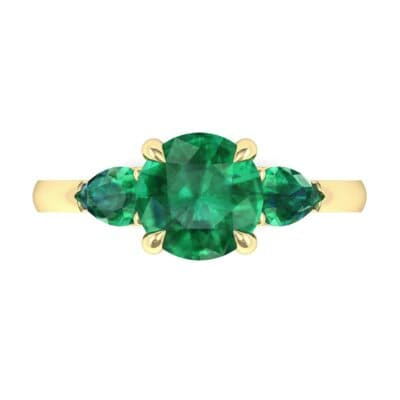 Claw Prong Pear Three-Stone Emerald Engagement Ring (1.16 CTW) Top Flat View