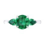 Claw Prong Pear Three-Stone Emerald Engagement Ring (1.16 CTW) Top Flat View