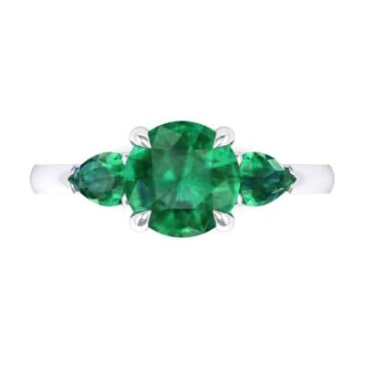 Claw Prong Pear Three-Stone Emerald Engagement Ring (1.16 CTW) Top Flat View