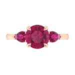 Claw Prong Pear Three-Stone Ruby Engagement Ring (1.16 CTW) Top Flat View
