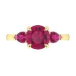 Claw Prong Pear Three-Stone Ruby Engagement Ring (1.16 CTW) Top Flat View