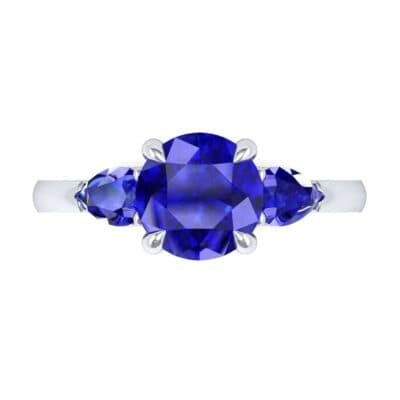 Claw Prong Pear Three-Stone Blue Sapphire Engagement Ring (1.16 CTW) Top Flat View