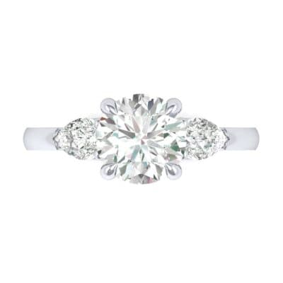 Claw Prong Pear Three-Stone Diamond Engagement Ring (1.16 CTW) Top Flat View