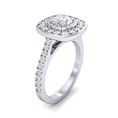 Gala Double Halo Cushion-Cut Diamond Engagement Ring (0.92 CTW) Perspective View