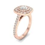 Gala Double Halo Cushion-Cut Diamond Engagement Ring (0.92 CTW) Perspective View