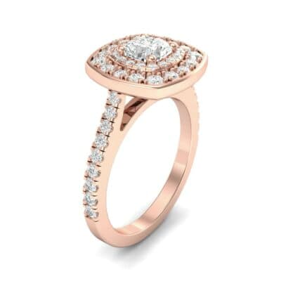 Gala Double Halo Cushion-Cut Diamond Engagement Ring (0.92 CTW) Perspective View