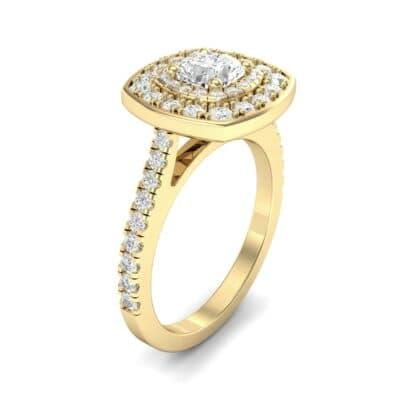 Gala Double Halo Cushion-Cut Diamond Engagement Ring (0.92 CTW) Perspective View