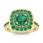 Gala Double Halo Cushion-Cut Emerald Engagement Ring (0.92 CTW) Top Dynamic View