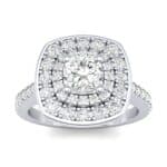 Gala Double Halo Cushion-Cut Diamond Engagement Ring (0.92 CTW) Top Dynamic View