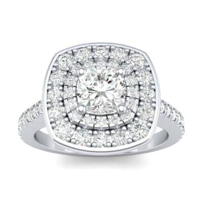 Gala Double Halo Cushion-Cut Diamond Engagement Ring (0.92 CTW) Top Dynamic View