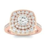 Gala Double Halo Cushion-Cut Diamond Engagement Ring (0.92 CTW) Top Dynamic View