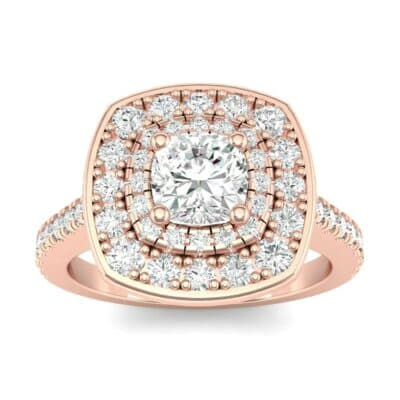 Gala Double Halo Cushion-Cut Diamond Engagement Ring (0.92 CTW) Top Dynamic View