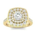 Gala Double Halo Cushion-Cut Diamond Engagement Ring (0.92 CTW) Top Dynamic View