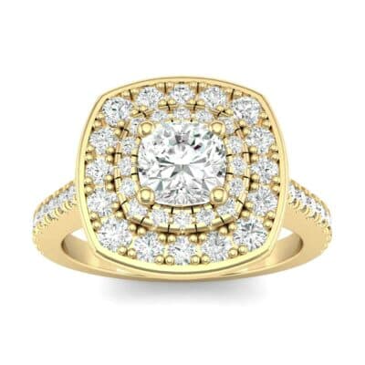 Gala Double Halo Cushion-Cut Diamond Engagement Ring (0.92 CTW) Top Dynamic View