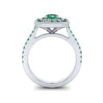 Gala Double Halo Cushion-Cut Emerald Engagement Ring (0.92 CTW) Side View