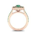 Gala Double Halo Cushion-Cut Emerald Engagement Ring (0.92 CTW) Side View