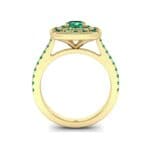 Gala Double Halo Cushion-Cut Emerald Engagement Ring (0.92 CTW) Side View