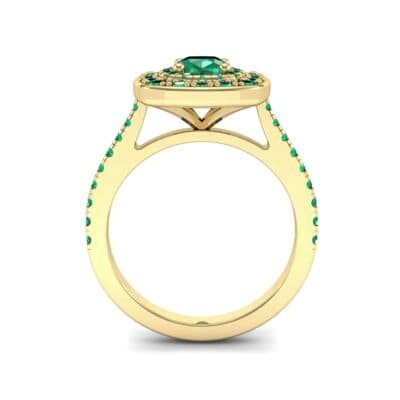 Gala Double Halo Cushion-Cut Emerald Engagement Ring (0.92 CTW) Side View