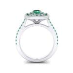 Gala Double Halo Cushion-Cut Emerald Engagement Ring (0.92 CTW) Side View