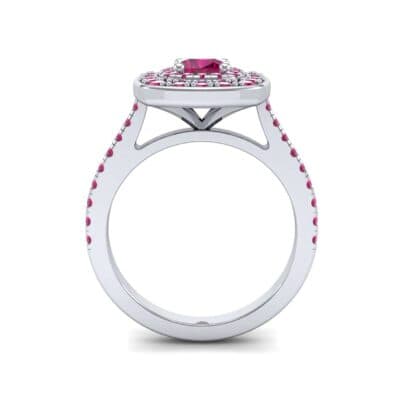 Gala Double Halo Cushion-Cut Ruby Engagement Ring (0.92 CTW) Side View