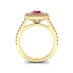 Gala Double Halo Cushion-Cut Ruby Engagement Ring (0.92 CTW) Side View