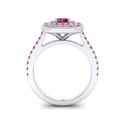 Gala Double Halo Cushion-Cut Ruby Engagement Ring (0.92 CTW) Side View