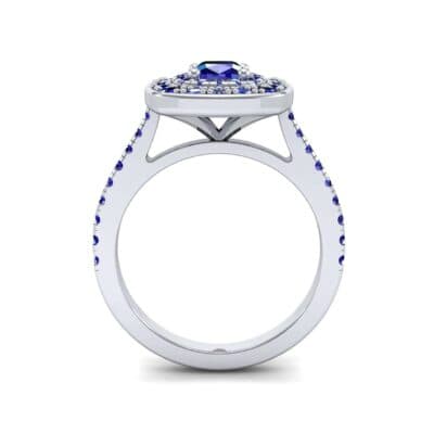 Gala Double Halo Cushion-Cut Blue Sapphire Engagement Ring (0.92 CTW) Side View