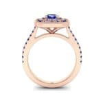 Gala Double Halo Cushion-Cut Blue Sapphire Engagement Ring (0.92 CTW) Side View