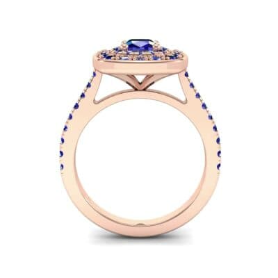 Gala Double Halo Cushion-Cut Blue Sapphire Engagement Ring (0.92 CTW) Side View