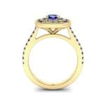 Gala Double Halo Cushion-Cut Blue Sapphire Engagement Ring (0.92 CTW) Side View