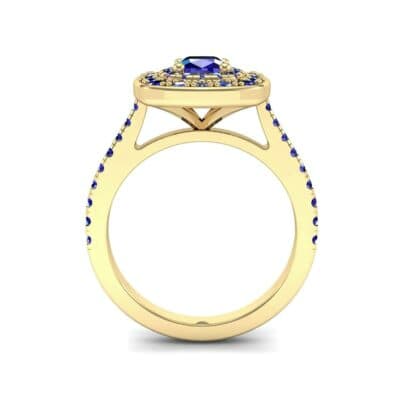 Gala Double Halo Cushion-Cut Blue Sapphire Engagement Ring (0.92 CTW) Side View
