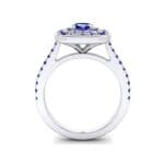 Gala Double Halo Cushion-Cut Blue Sapphire Engagement Ring (0.92 CTW) Side View