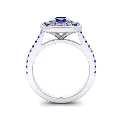 Gala Double Halo Cushion-Cut Blue Sapphire Engagement Ring (0.92 CTW) Side View