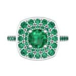 Gala Double Halo Cushion-Cut Emerald Engagement Ring (0.92 CTW) Top Flat View