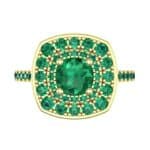 Gala Double Halo Cushion-Cut Emerald Engagement Ring (0.92 CTW) Top Flat View