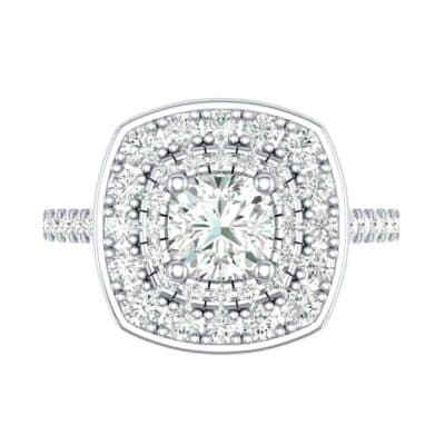Gala Double Halo Cushion-Cut Diamond Engagement Ring (0.92 CTW) Top Flat View